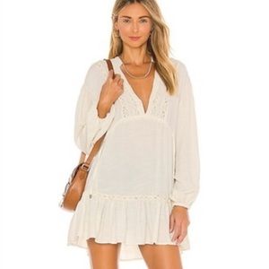 Free People Rugged Beauty Lace Panel Swing Dress, Ecru Wash